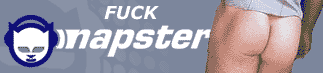 Hey kids? Are you as tired of hearing about Napster as Space Moose is? It's not like people weren't copying music before, or wont after. And now all of a sudden copying music is a business model, wonkily known as P2P? Fuck that! Steal this gif and voice your agressive disinterest!